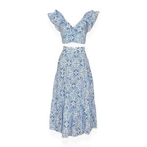 Hill House Camilla Top and Skirt Set in Blue Mosaic